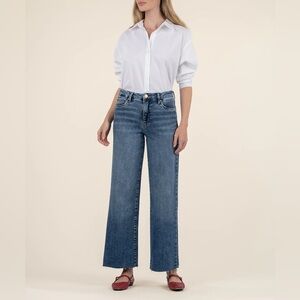 NWOT KUT Wide Leg High Rise Jean Blue 6 Long